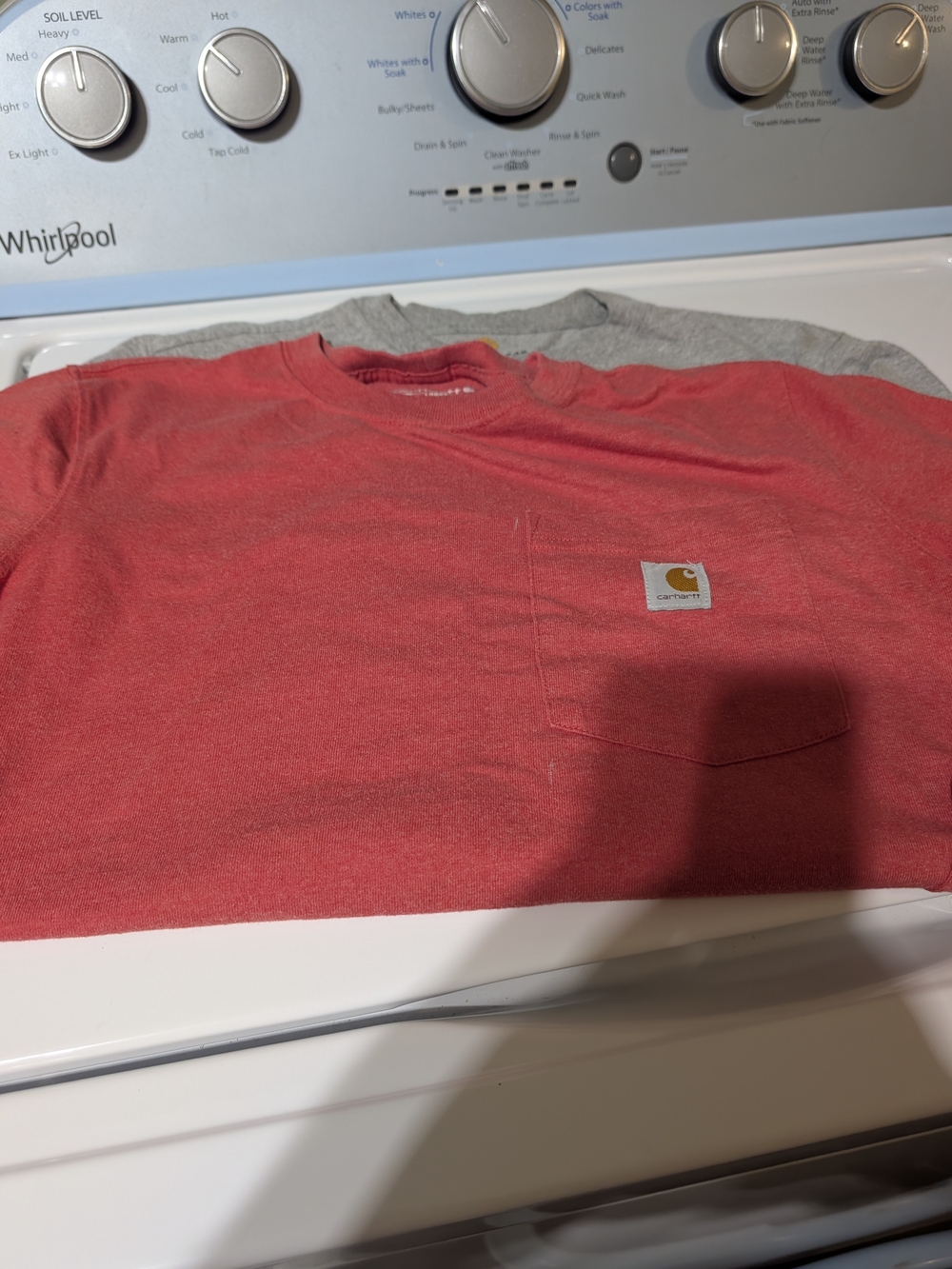 Carhartt Short-Sleeve Pocket Tee Gray And Burn 🍑 Peach Color